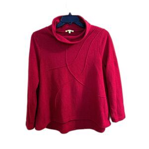 Trisha Tyler Red Artsy Cowl Neck Top - Size Large - Swirl Stitching